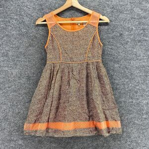 Miss Me Dress Girls L Large Orange Animal Print Sheath Midi Zipper Rayon Casual